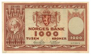 1000 kroner 1951. A0736978