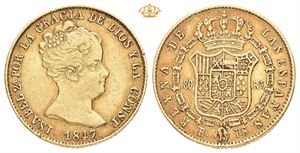 Isabella II, 80 reales 1847. B PS. Barcelona