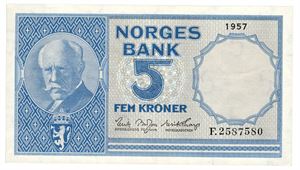 5 kroner 1957. F2587580.
