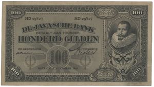 100 gulden 1929. No. HD 09827.
