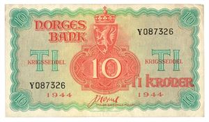 10 kroner 1944. Y087326
