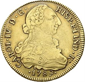 Carl IV, 8 escudos 1789. Santiago