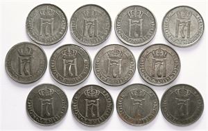 Lott 12 stk. 1 øre 1918 jern