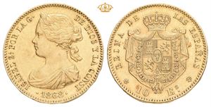 Isabella II, 10 escudos 1868. (73). Madrid