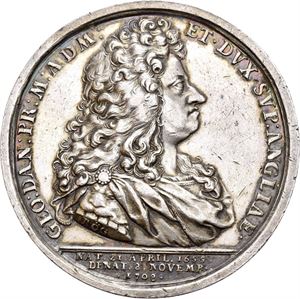 Frederik IV, Prins Jørgens død 1708. Røg. Sølv. 49 mm. Små riper/minor scratches
