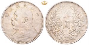 Yuan Shih-kai. Dollar år 3 (=1914). Renset/cleaned