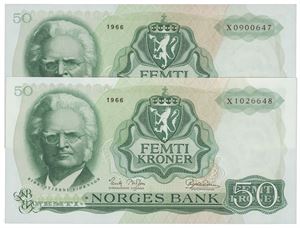 50 kroner 1966 X.1900647 + X.1026648