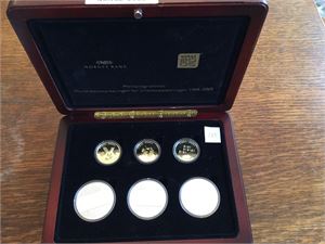Unionsoppløsningen 1905-2005, komplett sett 3 gull- og 3 sølvmynter