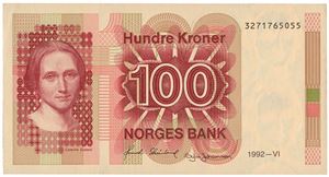 100 kroner 1992. 3271765055