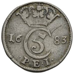 8 skilling 1683. Ripe på advers/scratch on obverse. S.9