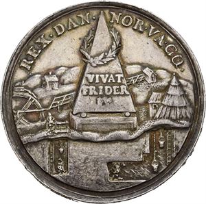 Frederik IV. Besøket på Kongsberg 1704. Ukjent medaljør. Sølv. 43 mm. Liten kantskade/minor edge nick