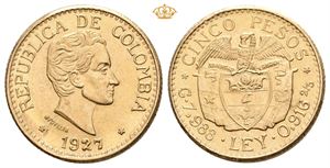 5 pesos 1927. Medellin