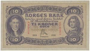 10 kroner 1916. E.9556726.