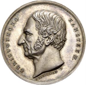 Christoffer Hansteens erindringsmedalje 1856. Bergslien. Sølv. 38 mm