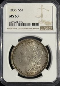 Morgan Dollar 1886 i slab