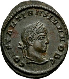Constantin II 337-340, Æ3, Siscia 320-321 e.Kr. R: Innskrift rundt krans