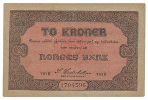 2 kroner 1918. 1704596. Misfarget/discoloured