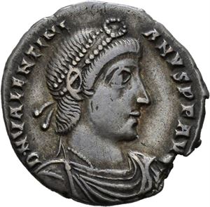 Valentinian I 364-375, siliqua, Roma 364-367 e.Kr. R: Innskrift innenfor krans
