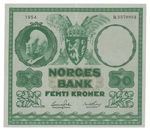 50 kroner 1954. B3379983. Jahn/Thorp