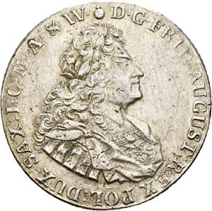 Sachsen, Friedrich August I (August den sterke), taler 1710 ILH. Har vært anhengt/has been mounted