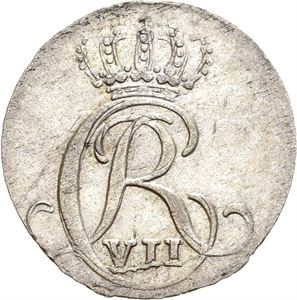 CHRISTIAN VII 1766-1808, KONGSBERG, 2 skilling 1807. Dobbeltpreget på revers/reverse double struck. S.3
