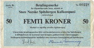 50 kroner 1976. Serie Rr. Nr.00228