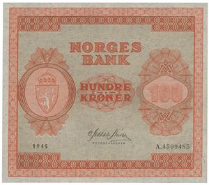 100 kroner 1945. A.4509485