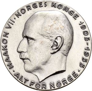 Haakon VII, 50 års regjering.1955. Rui. Sølv. 40 mm
