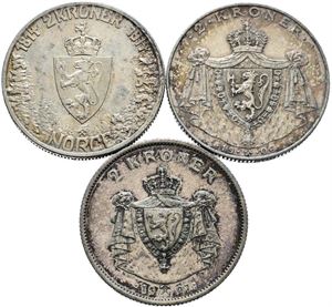 2 kroner jubileum 1906, 07 og 14