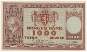 1000 kroner 1972. A.4245780