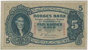 5 kroner 1921. H.0549735.
