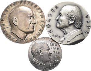 Danmark, 3 stk. numismatikermedaljer. Martin Petersen, Holger Hede og Leo Hansen