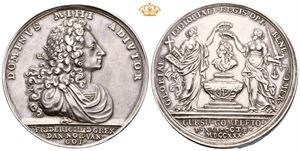 Christian VI. Frederik IV`s død 1730. Wineke/Meybusch. Sølv. 49 mm