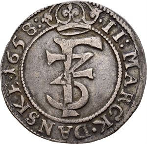 FREDERIK III 1648-1670, CHRISTIANIA, 2 mark 1658. S.47