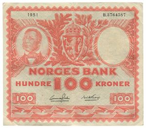 100 kroner 1951. B3764587
