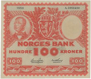 100 kroner 1950. A.5983430.