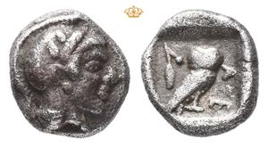 ATTICA, Athen. 475-465 BC. AR obol (0,66 g)