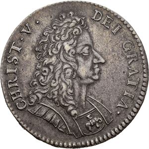 CHRISTIAN V 1670-1699, KONGSBERG. 4 mark 1699. S.5