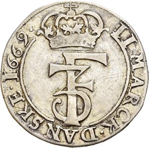 FREDERIK III 1648-1670, CHRISTIANIA, 2 mark 1669. S.42