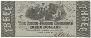 North Carolina, Raleigh. 3 dollar 1.1.1863. No. 1980.
