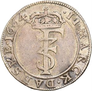 FREDERIK III 1648-1670, CHRISTIANIA, 2 mark 1664. S.40/41