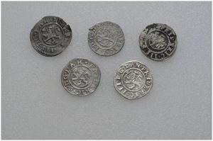 Lot 5 stk. 1 skilling 1659, 1662, 1663, 1664 og 1666