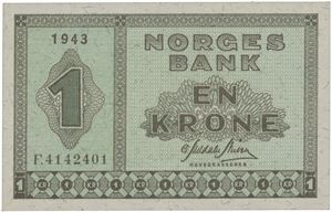 1 krone 1943. F.4142401.