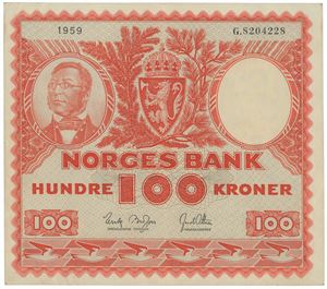 100 kroner 1959. G.8204228