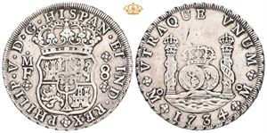 Philip V, 8 reales 1734. MF