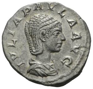 JULIA PAULA, første kone til Elagabal, denarius, Roma 219 e.Kr. R: Venus sittende mot venstre