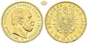 Preussen, Wilhelm I, 20 mark 1883 A. Kantmerker/edge marks