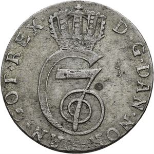 CHRISTIAN VII 1766-1808. KONGSBERG. 8 skilling 1784. S.2