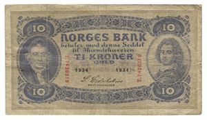 10 kroner 1934. T7426319
