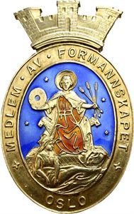 Medlem av Formannskapet i Oslo. Emaljert merke med nål. 30x48 mm